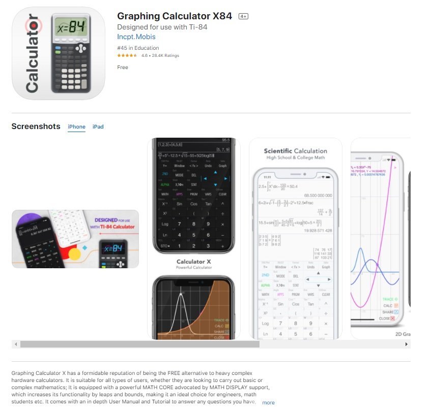 Graphing Calculator X84 جرافنج كالكليتور